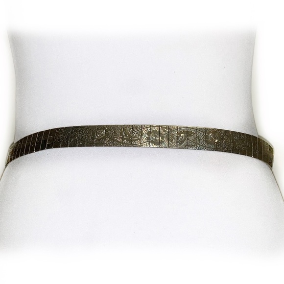 VTG San Marcos LA M Black Leather Belt Floral Silver Buckle main image 4